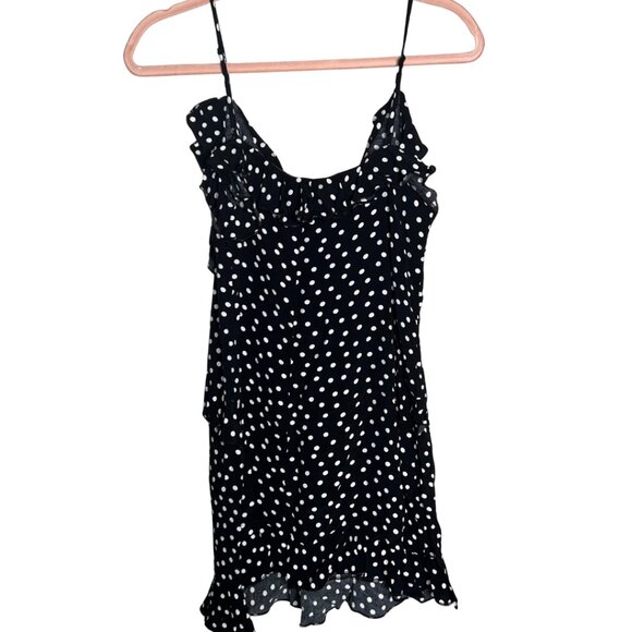 H&M Black Polka Dot Flounce Detail Mini Dress M - Picture 5 of 6